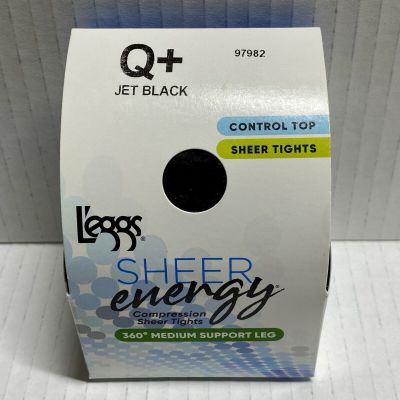 Leggs Sheer Energy Tights 360° Med Supp Leg Control Top Sheer Size Q+, FREE SHIP